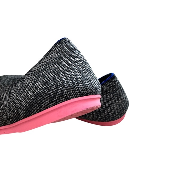 Rothy's Birdseye Flats Charcoal with Pink Sole Round Toe Slip On Shoes sz 7 - Picture 10 of 12